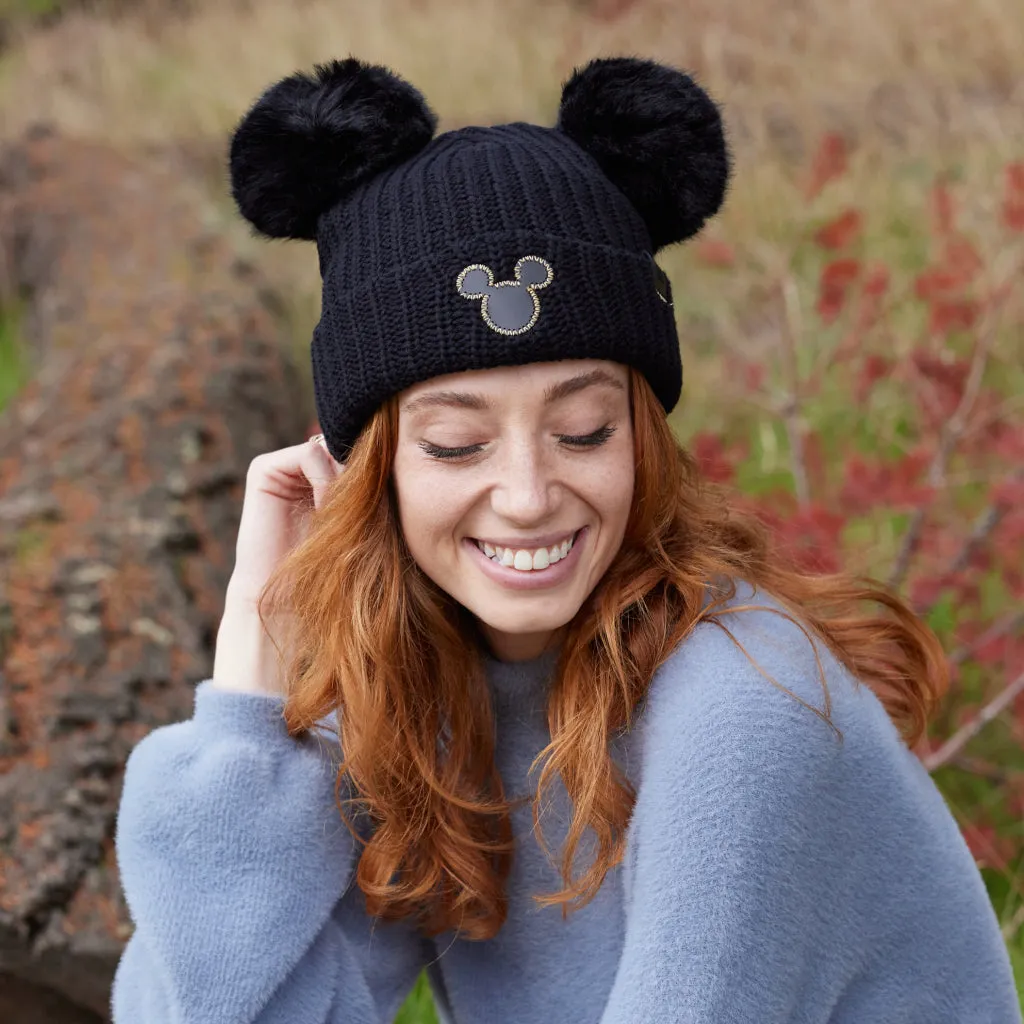 Disney's Mickey Mouse Black Double Pom Beanie
