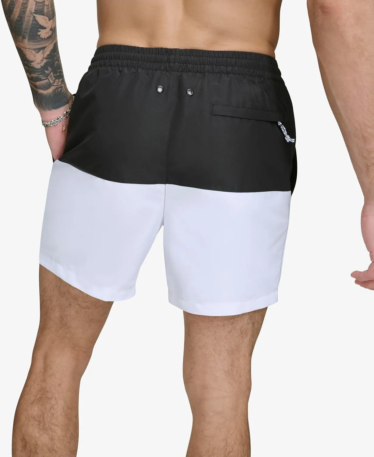 DKNY Men's Lightweight Quick Dry Volley UPF 40  Protection Swim Trunk