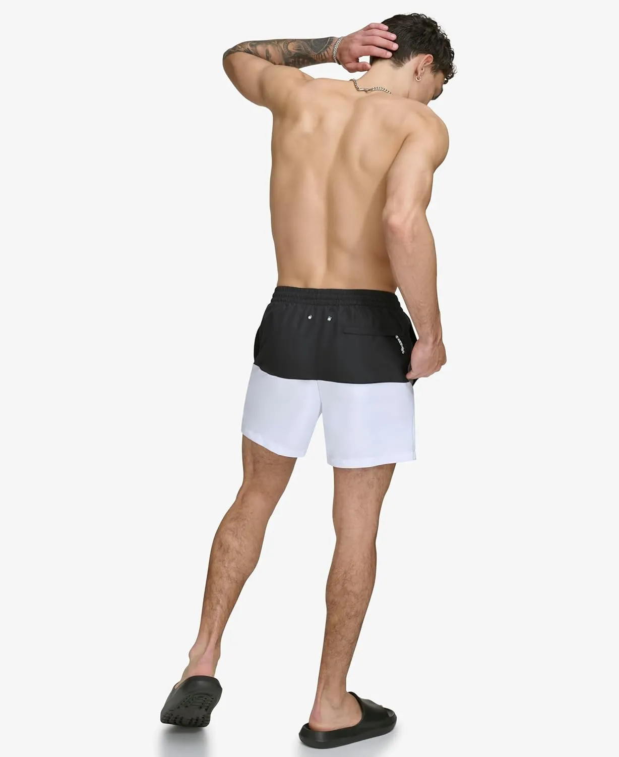 DKNY Men's Lightweight Quick Dry Volley UPF 40  Protection Swim Trunk