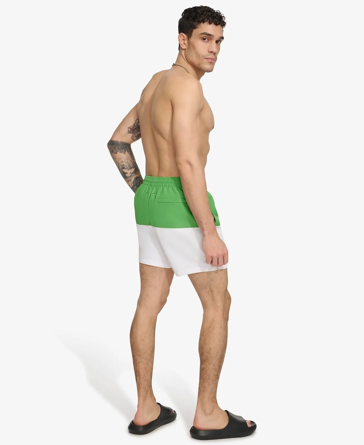 DKNY Men's Lightweight Quick Dry Volley UPF 40  Protection Swim Trunk