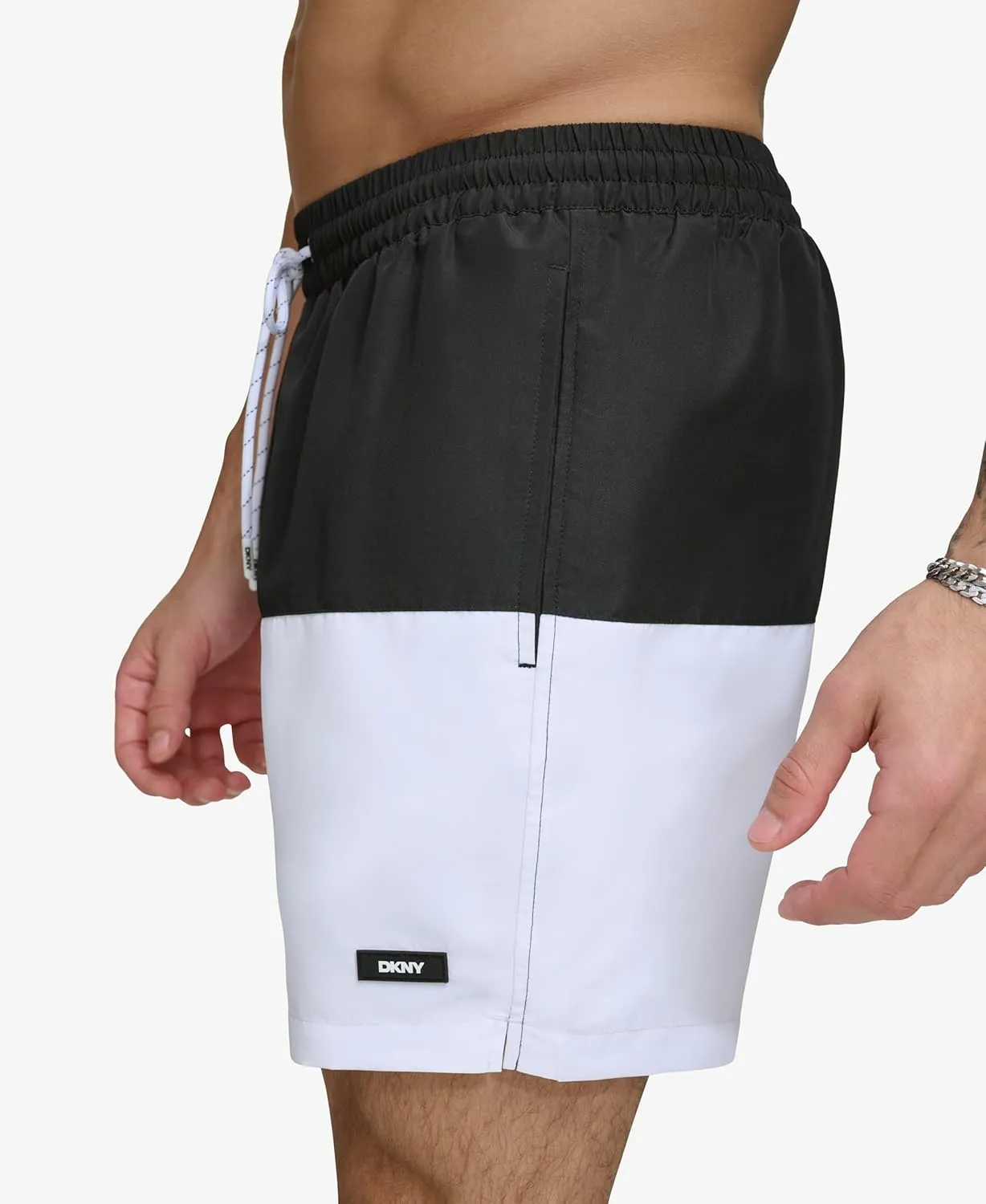 DKNY Men's Lightweight Quick Dry Volley UPF 40  Protection Swim Trunk