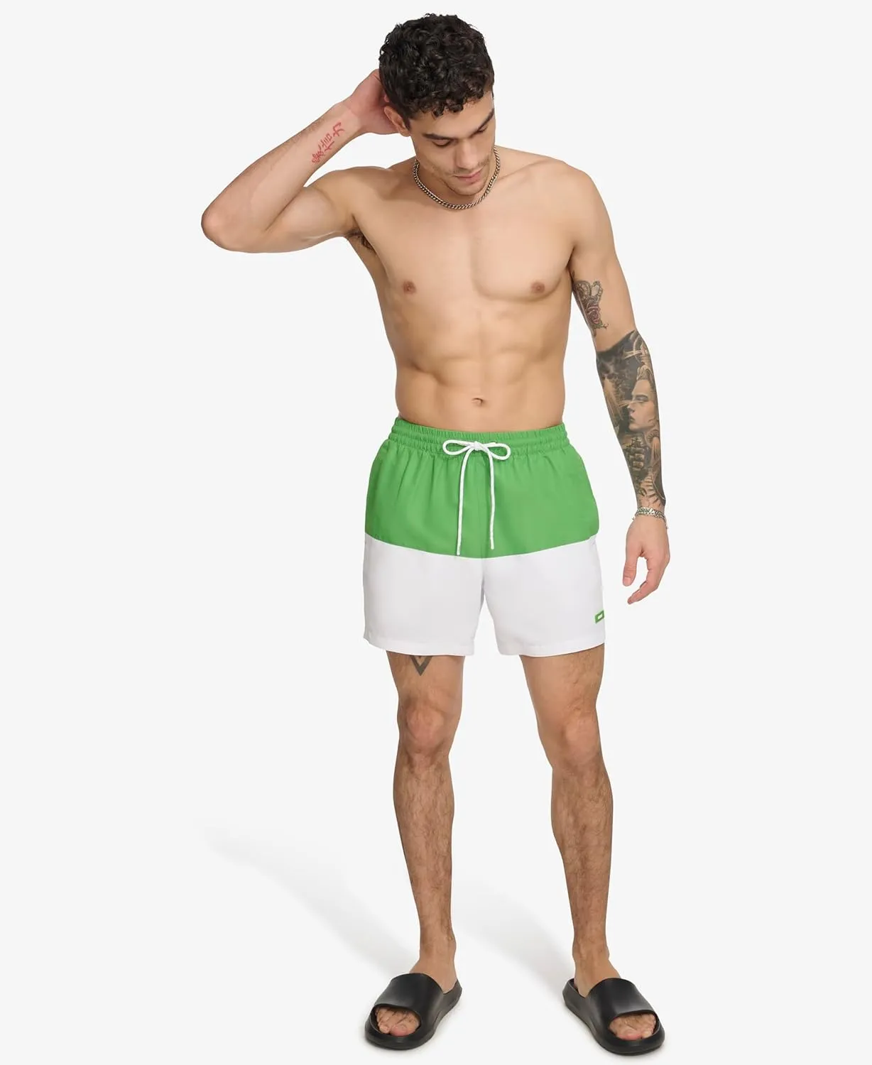 DKNY Men's Lightweight Quick Dry Volley UPF 40  Protection Swim Trunk