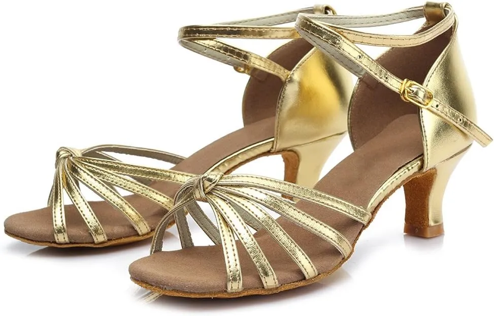 DKZSYIM Women's Satin Latin Dance Shoes Professional Ballroom Salsa Practice Performance Dancing Shoes,Model 217