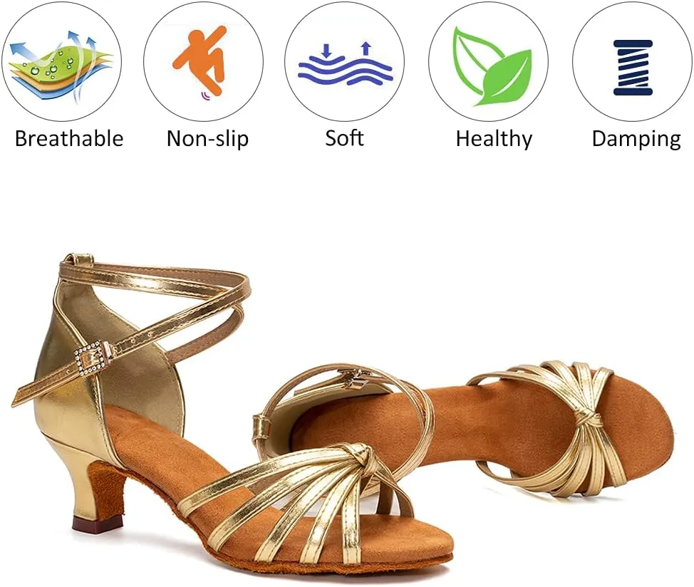 DKZSYIM Women's Satin Latin Dance Shoes Professional Ballroom Salsa Practice Performance Dancing Shoes,Model 217