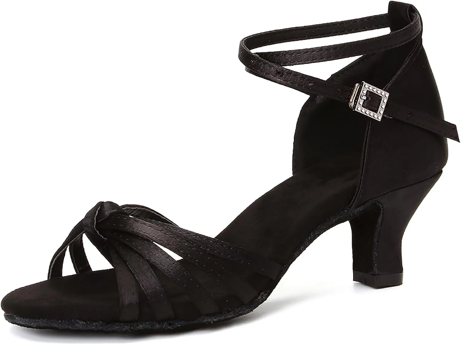 DKZSYIM Women's Satin Latin Dance Shoes Professional Ballroom Salsa Practice Performance Dancing Shoes,Model 217