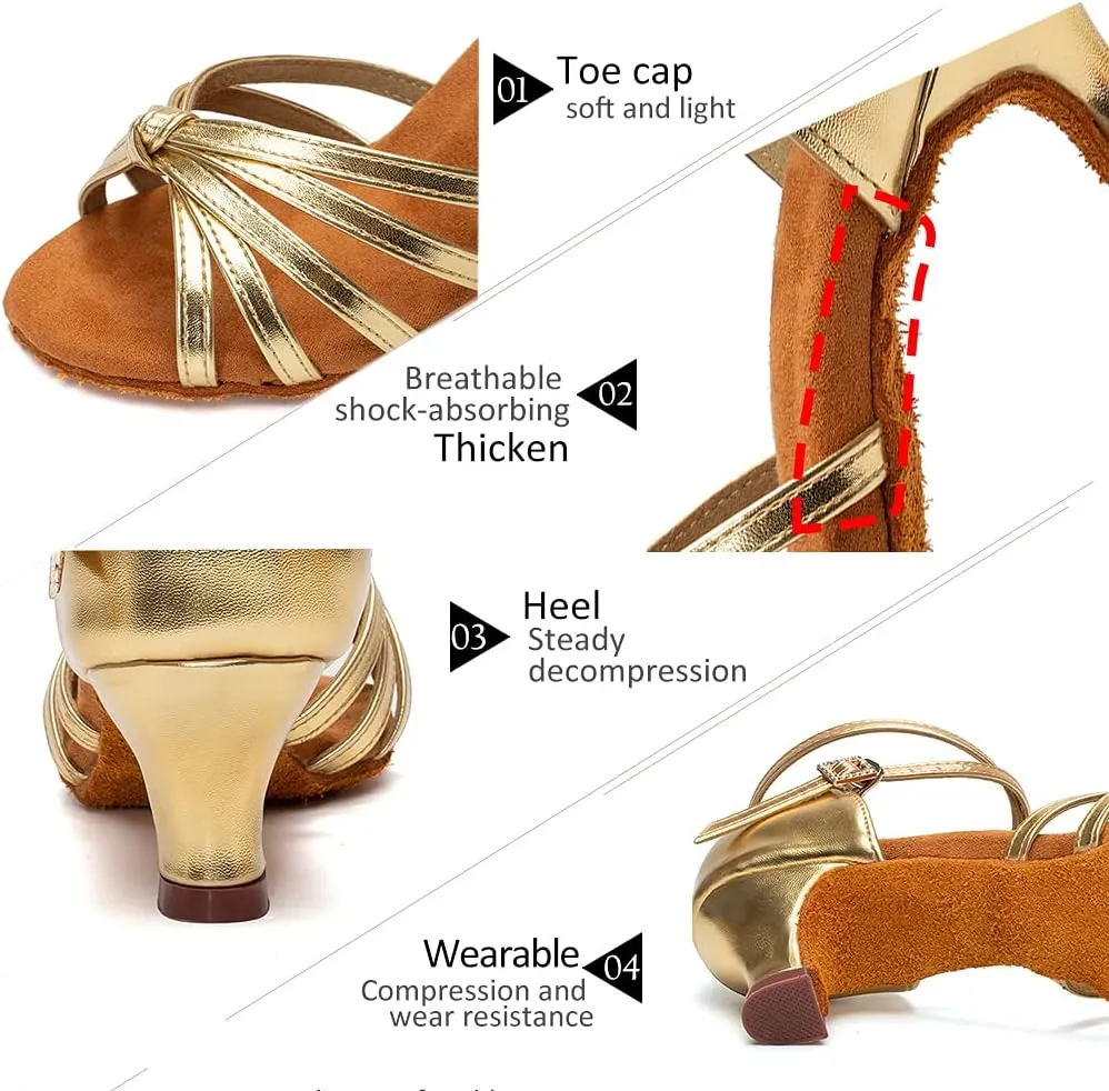 DKZSYIM Women's Satin Latin Dance Shoes Professional Ballroom Salsa Practice Performance Dancing Shoes,Model 217