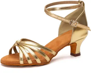 DKZSYIM Women's Satin Latin Dance Shoes Professional Ballroom Salsa Practice Performance Dancing Shoes,Model 217