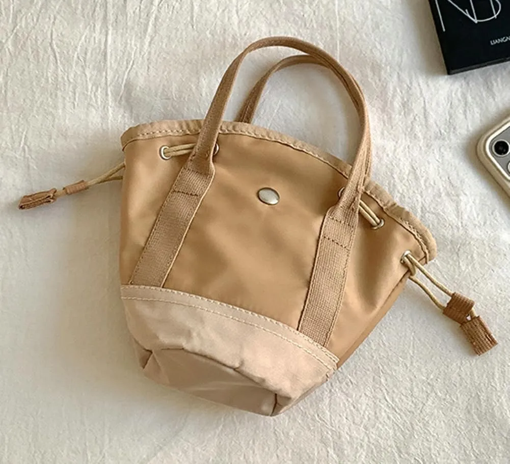 Drawstring Bucket Bag Women 2025 Spring Trendy Nylon Crossbody Bags Mini Purse Satchel Handbags Removeable Strap