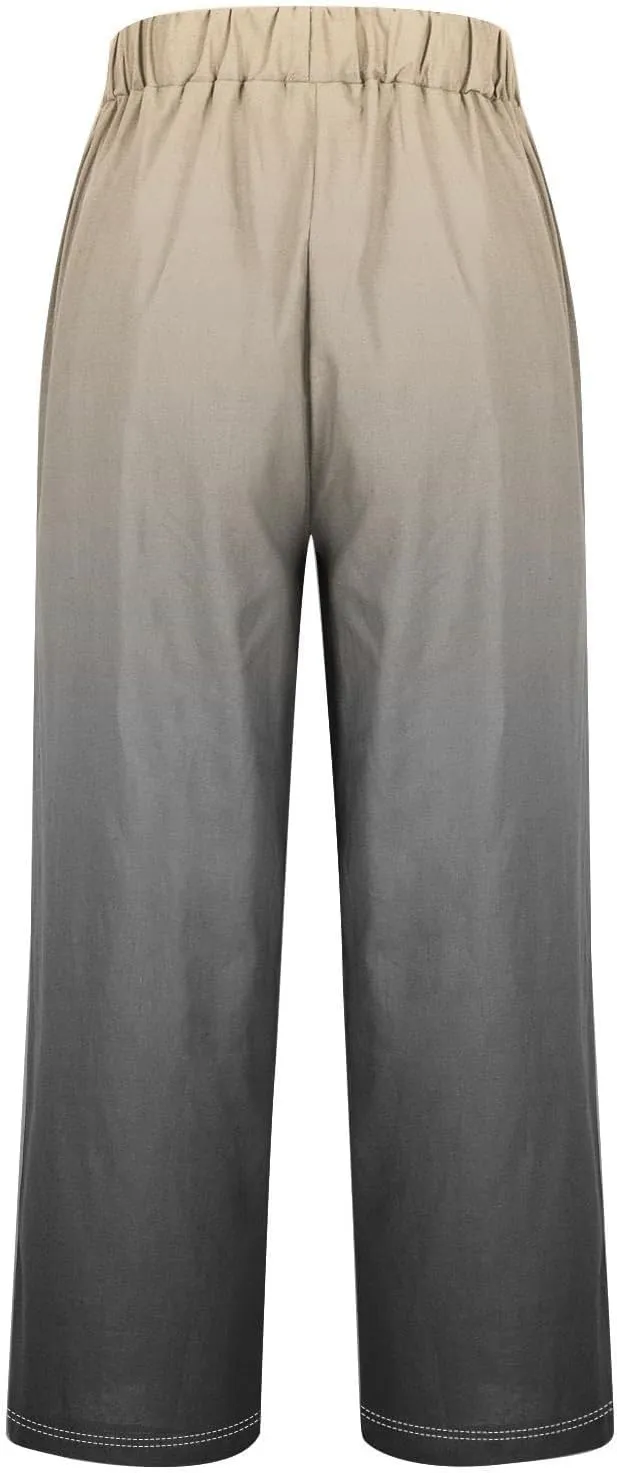 Drawstring Linen Pants Women Floral Cotton Linen Casual Pants Black Linen Pants Women Cropped Linen Pants Women