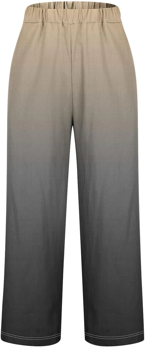 Drawstring Linen Pants Women Floral Cotton Linen Casual Pants Black Linen Pants Women Cropped Linen Pants Women