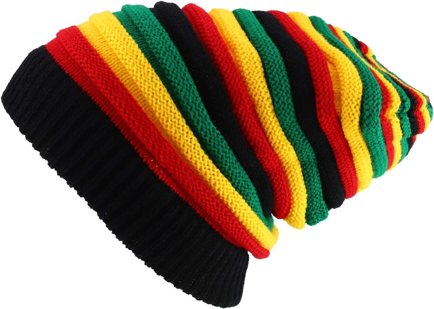 Dreadlock Deep Crown Ribbed Long Knit Rasta Beanie