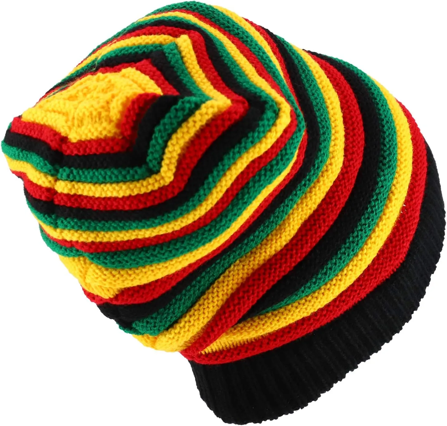 Dreadlock Deep Crown Ribbed Long Knit Rasta Beanie