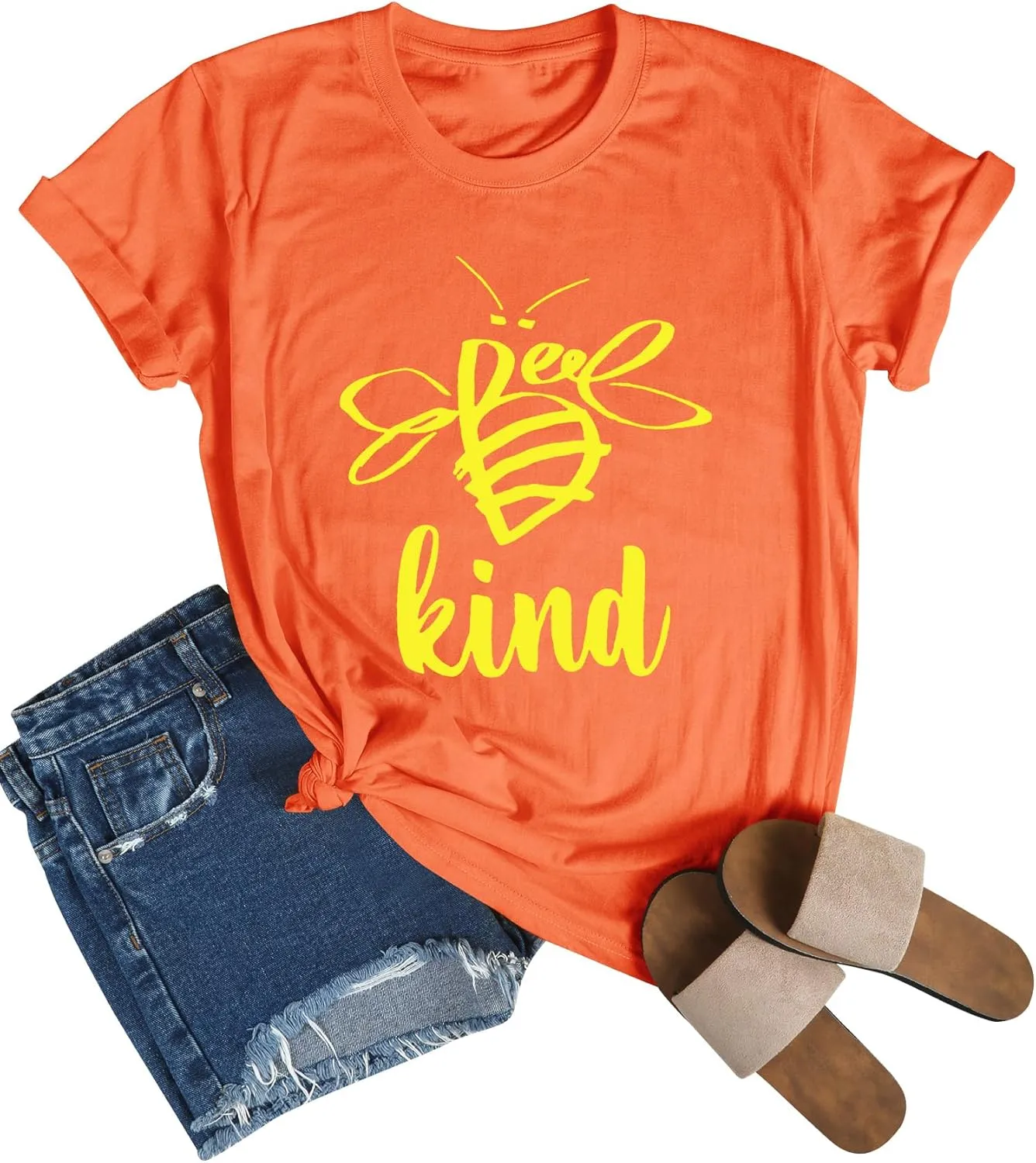 Dresswel Be Kind Tshirt Women Short Sleeve T-Shirt Bee Graphic Tee Long Sleeve Pocket Shirt Casual Tops