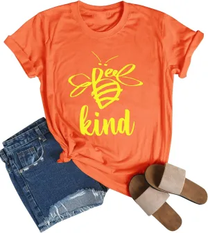 Dresswel Be Kind Tshirt Women Short Sleeve T-Shirt Bee Graphic Tee Long Sleeve Pocket Shirt Casual Tops