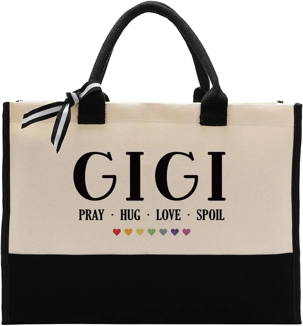 EDCTO Gigi Canvas Tote - Cotton Canvas Bag for Travel, Christian & Mother's Day Gift