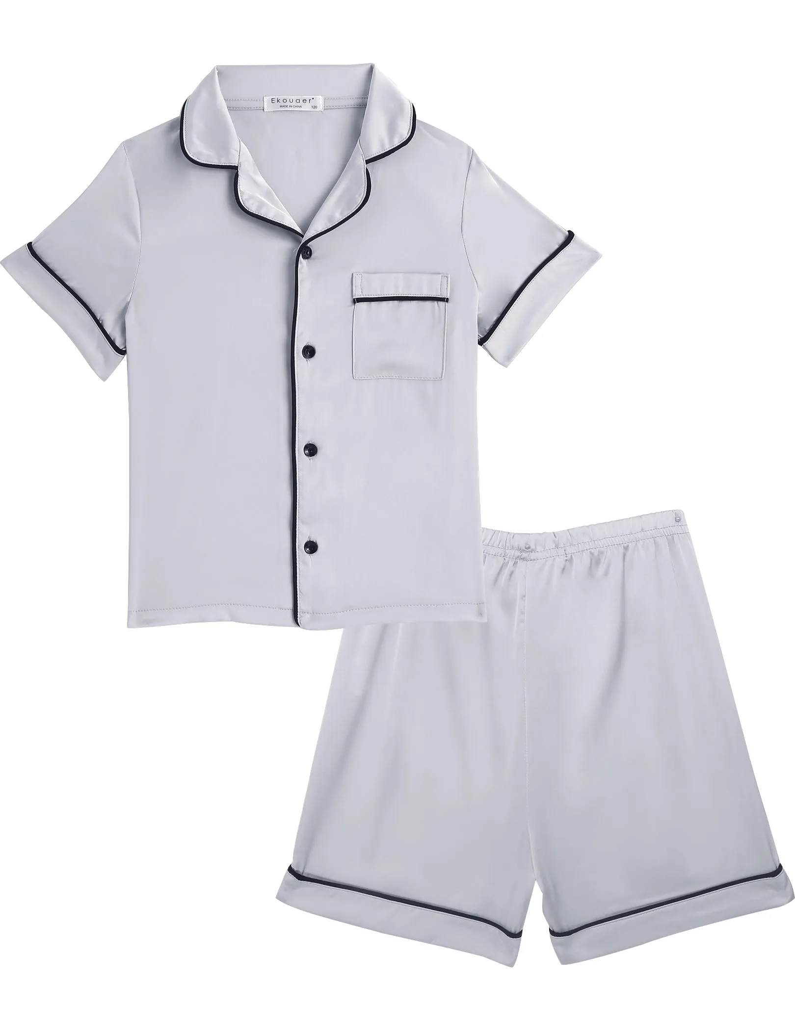 Ekouaer Kids Satin Button-Down Pajamas Set (US Only)