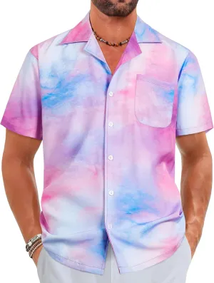ELETOP Men's Hawaiian Shirt Tropical Beach Shirts Short Sleeve Aloha Floral Vacation Button Down Shirts