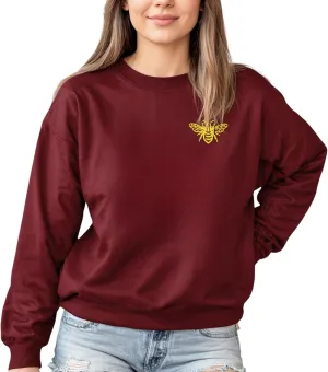 Embroidered Bee Design - Crewneck Sweatshirt Unisex - Oversized Cozy PolyCotton - Sweatshirt for Nature Lovers