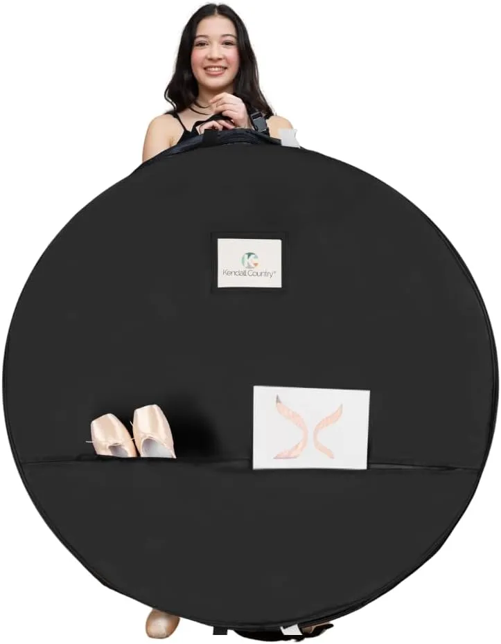 Extra Large Tutu Bag Professional - Dance Competition Must Haves, 45 inch Pancake Tutu Garment Bag Inner Strap, Pockets, Travel Storage Costumes, Ballerinas, Competitive Dancers, Raven Black