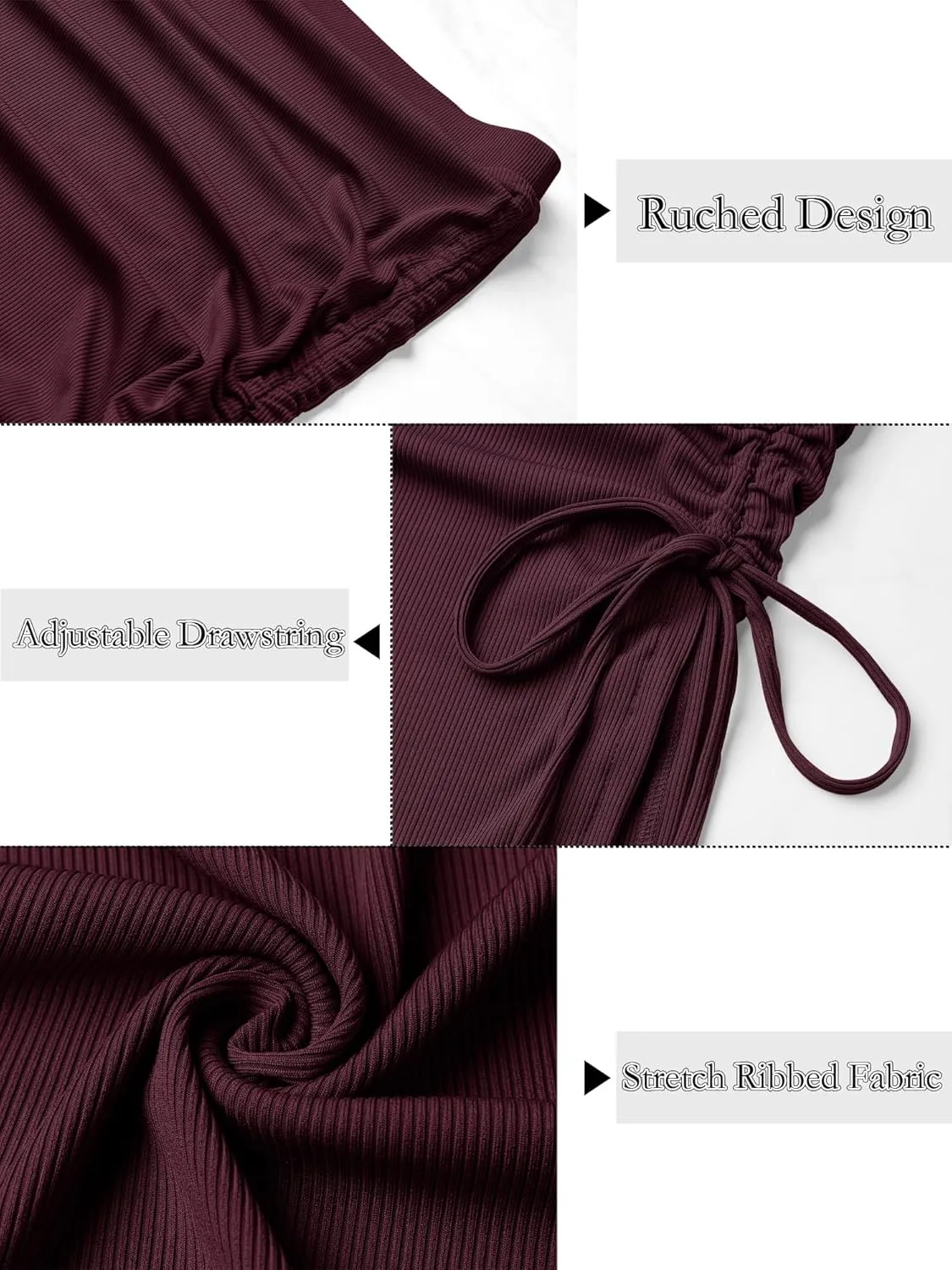 Ezcosplay Women High Waisted Ribbed Skirt Side Split Slit Ruched Drawstring Bodycon Maxi Skirts