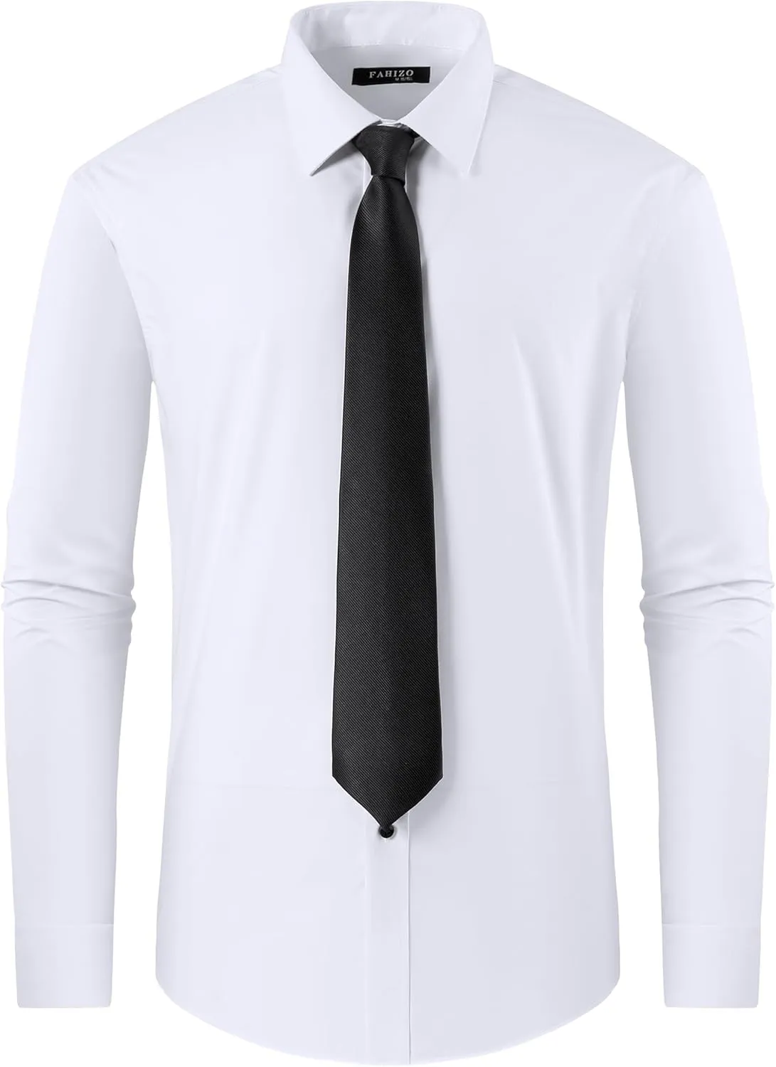 FAHIZO Men's White Tuxedo Shirt with Wing Collar, French Cuffs & Accessories