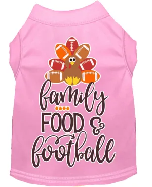Family, Food, And Football Screen Print Dog Shirt Light Pink Xxl
