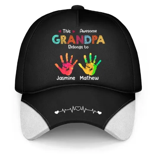 Family - This Awesome Grandpa Dad Belongs To - Personalized Classic Cap