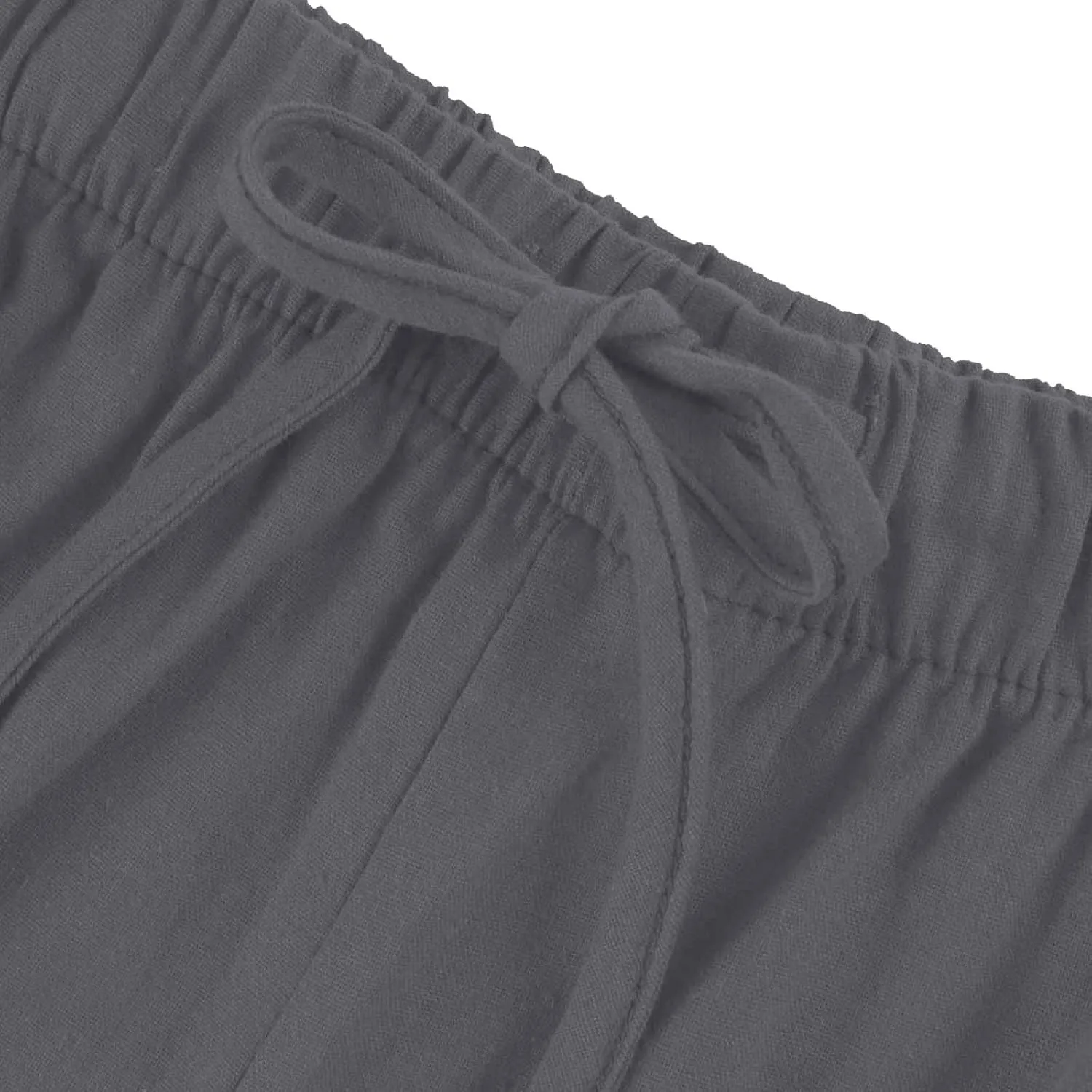 fanmpghleoo Linen Palazzo Pants for Women Casual Wide Leg Linen Pants Summer Drawstring High Waisted Trousers with Pockets