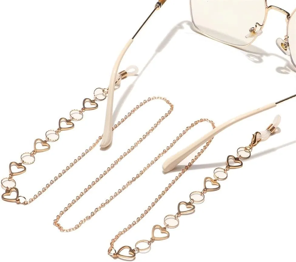 Fashion Gold Copper Peach Heart Glasses Chain Glasses Chain Metal Glasses Rope