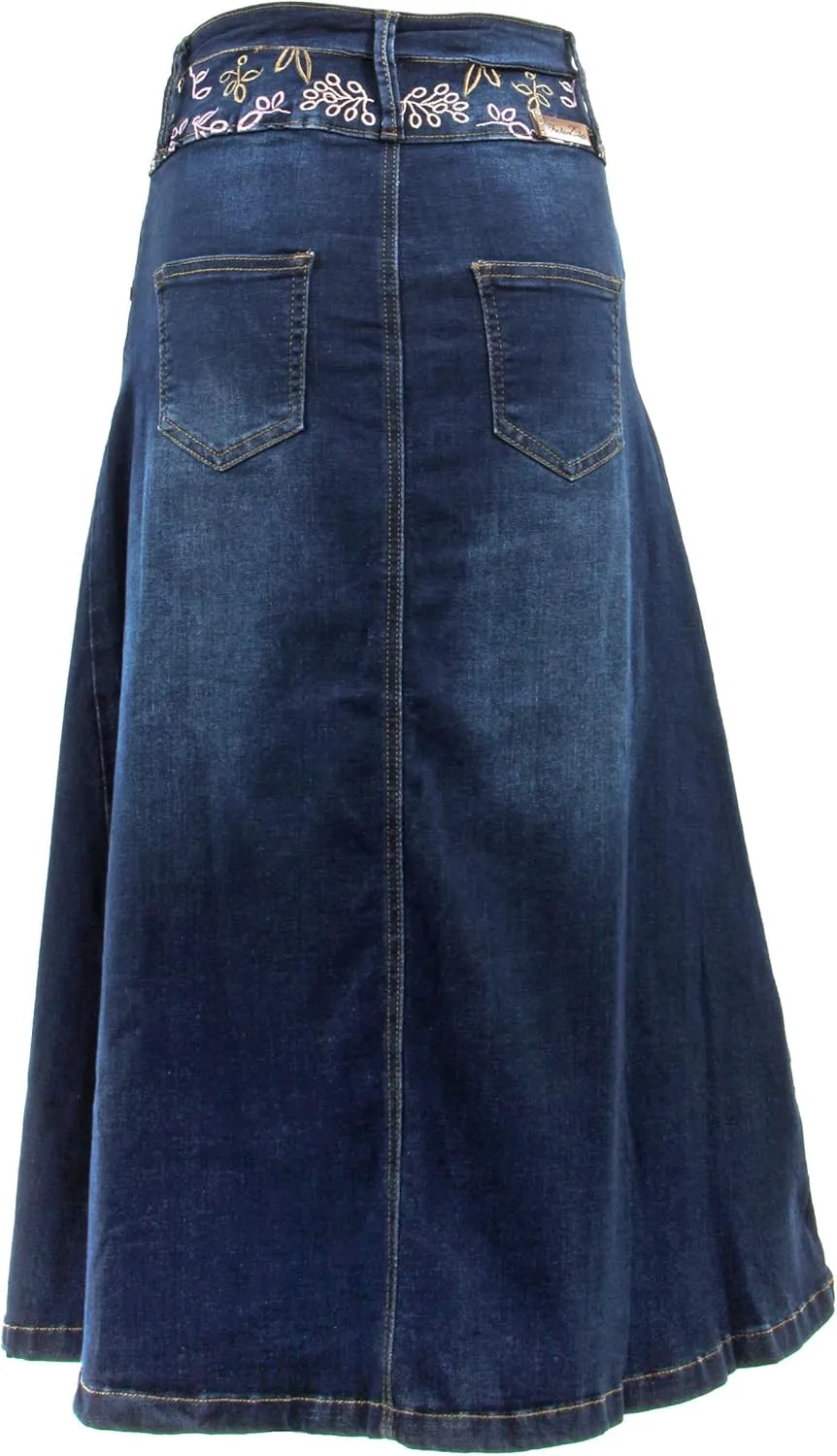 Fashion2Love Women's Juniors/Plus Size Long A-Line Stretch Denim Maxi Skirt