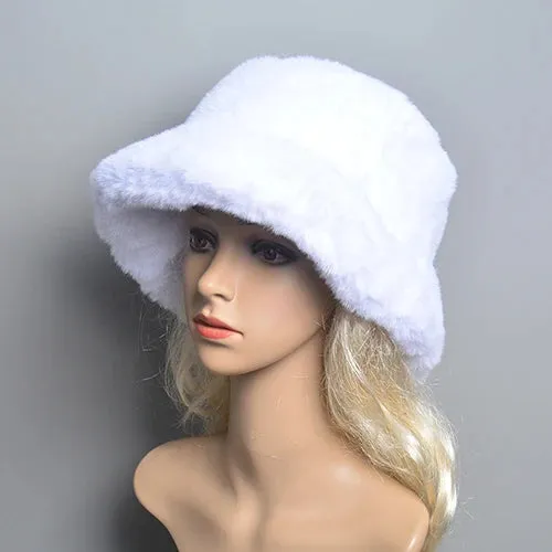 Faux Rabbit Fur Hat Super Soft Women Winter Hat Cotton Lining Warm Hat
