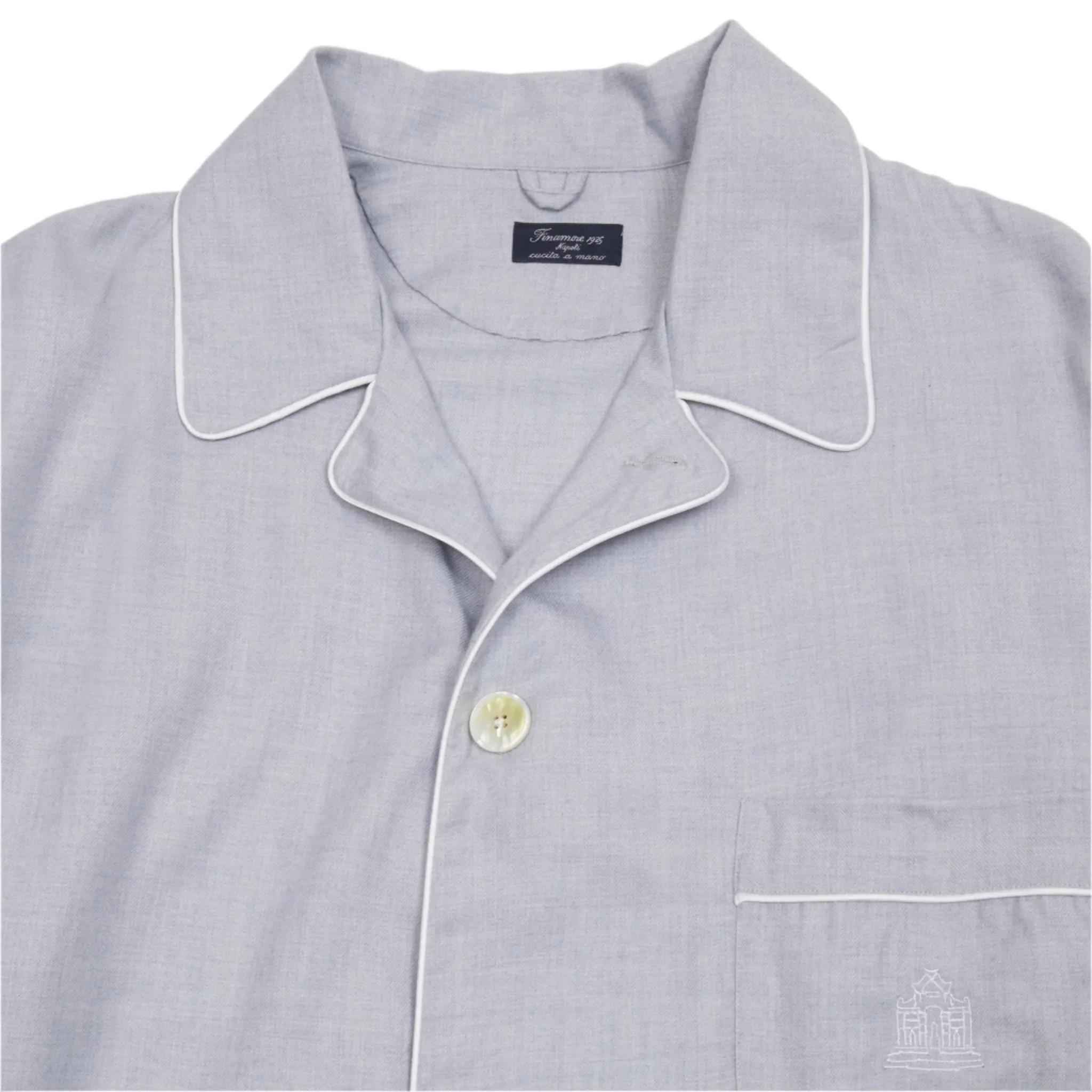 Finamore Cotton Cashmere Pyjamas in Light Blue