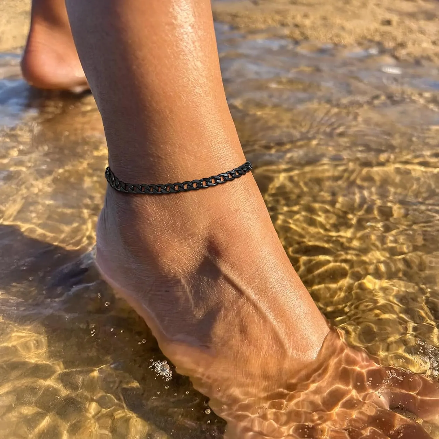 FindChic Stainless Steel Ankle Chain Bracelets for Women Cuban Curb/Figaro/Box Links Beach Foot Jewelry 8.5''-10.5'' Adjustable Anklet, with Jewelry Box