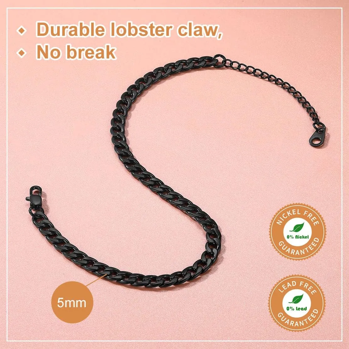 FindChic Stainless Steel Ankle Chain Bracelets for Women Cuban Curb/Figaro/Box Links Beach Foot Jewelry 8.5''-10.5'' Adjustable Anklet, with Jewelry Box
