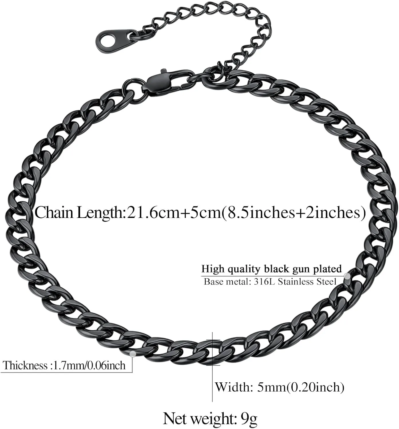 FindChic Stainless Steel Ankle Chain Bracelets for Women Cuban Curb/Figaro/Box Links Beach Foot Jewelry 8.5''-10.5'' Adjustable Anklet, with Jewelry Box