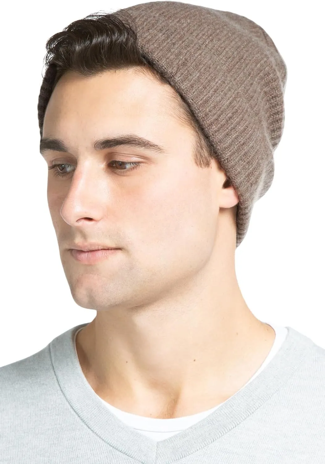 Fishers Finery Men's 100% Pure Cashmere Ribbed Cuffed Hat; Ultra Plush