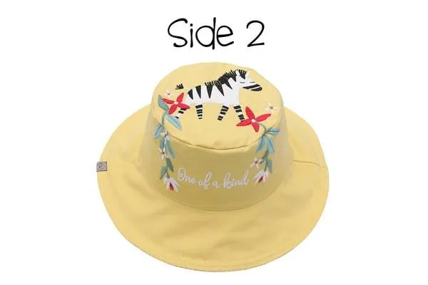 Flapjack Kids UPF50  Patterned Reversible Sun Hat - Leopard / Zebra