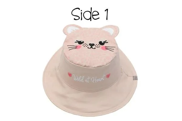 Flapjack Kids UPF50  Patterned Reversible Sun Hat - Leopard / Zebra