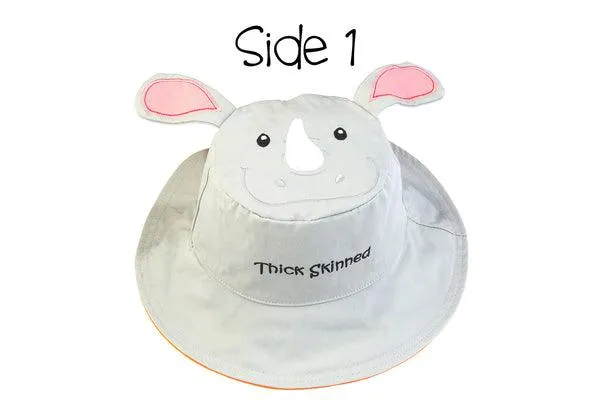 FlapJack Kids UPF50  Reversible Sun Hat -  Rhino / Tiger