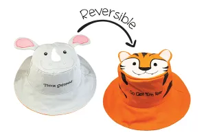 FlapJack Kids UPF50  Reversible Sun Hat -  Rhino / Tiger
