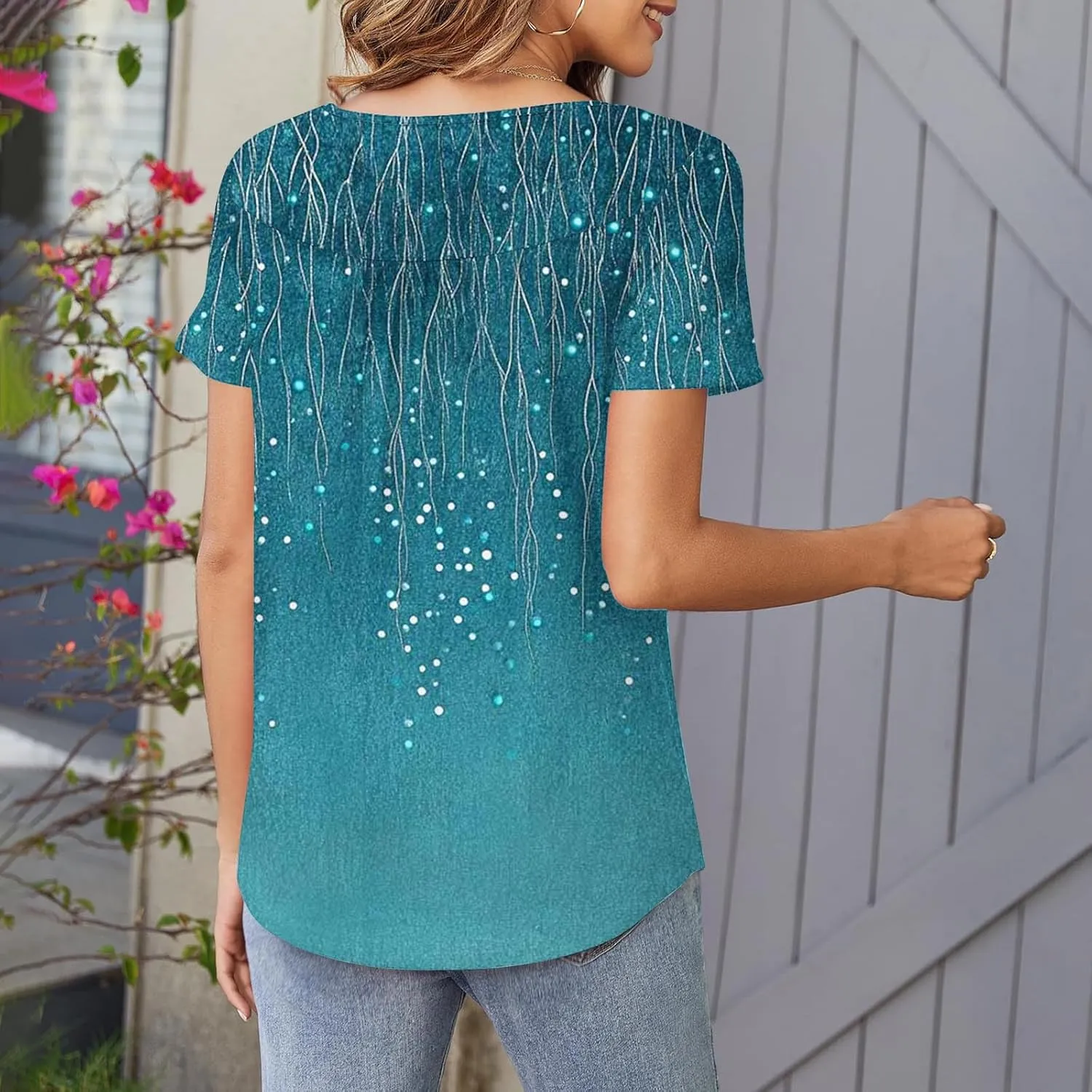Floral Tops for Women 2025 Short Sleeve Boho Summer Tshirt Dressy Casual Trendy Blouse Ladies Boho Hawaiian Shirts