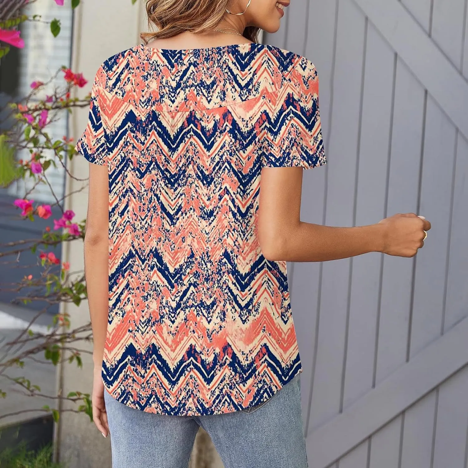 Floral Tops for Women 2025 Short Sleeve Boho Summer Tshirt Dressy Casual Trendy Blouse Ladies Boho Hawaiian Shirts