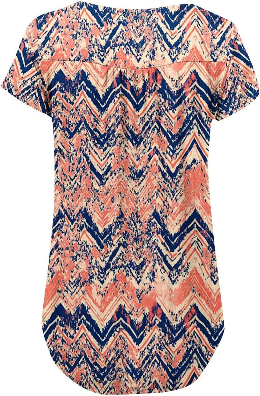 Floral Tops for Women 2025 Short Sleeve Boho Summer Tshirt Dressy Casual Trendy Blouse Ladies Boho Hawaiian Shirts