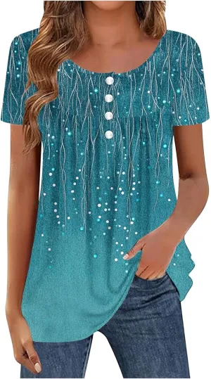 Floral Tops for Women 2025 Short Sleeve Boho Summer Tshirt Dressy Casual Trendy Blouse Ladies Boho Hawaiian Shirts