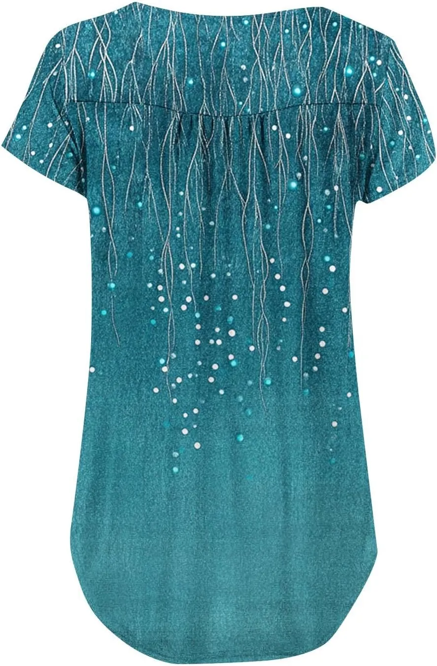 Floral Tops for Women 2025 Short Sleeve Boho Summer Tshirt Dressy Casual Trendy Blouse Ladies Boho Hawaiian Shirts