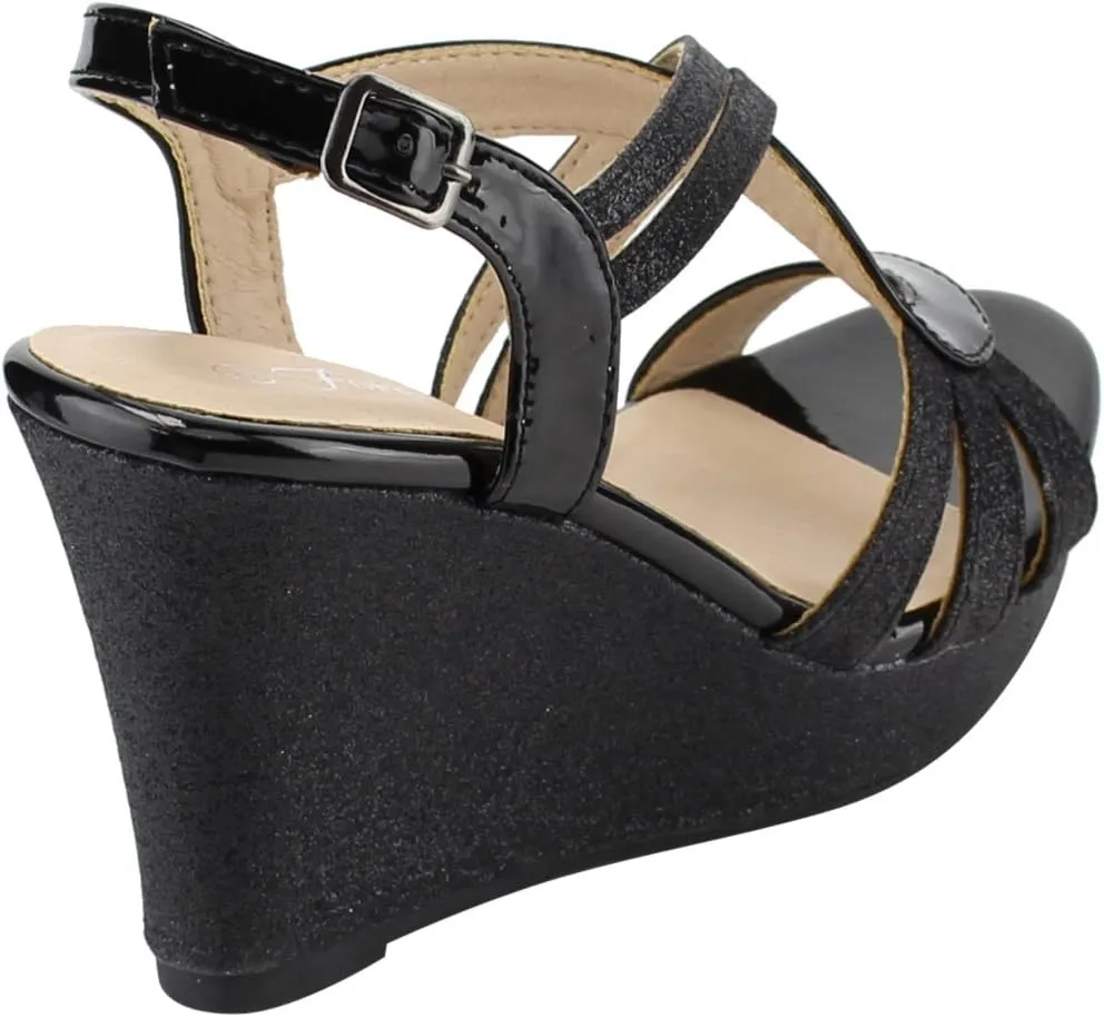 Forever FQ22 Women's Glitter Strappy Wrapped Wedge Heel Platform Sandals