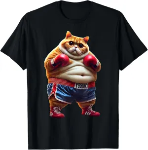 Funny Boxing Gym Workout Cat with boxing gloves Anime meme T-Shirt