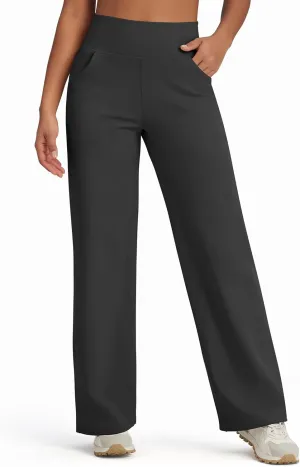 G4Free Fleece Lined Pants Women Wide Leg Yoga Pants with Pockets Casual High Waisted Sweatpants 29"/31"/33"