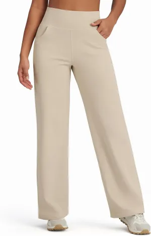 G4Free Fleece Lined Pants Women Wide Leg Yoga Pants with Pockets Casual High Waisted Sweatpants 29"/31"/33"