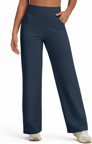 G4Free Fleece Lined Pants Women Wide Leg Yoga Pants with Pockets Casual High Waisted Sweatpants 29"/31"/33"